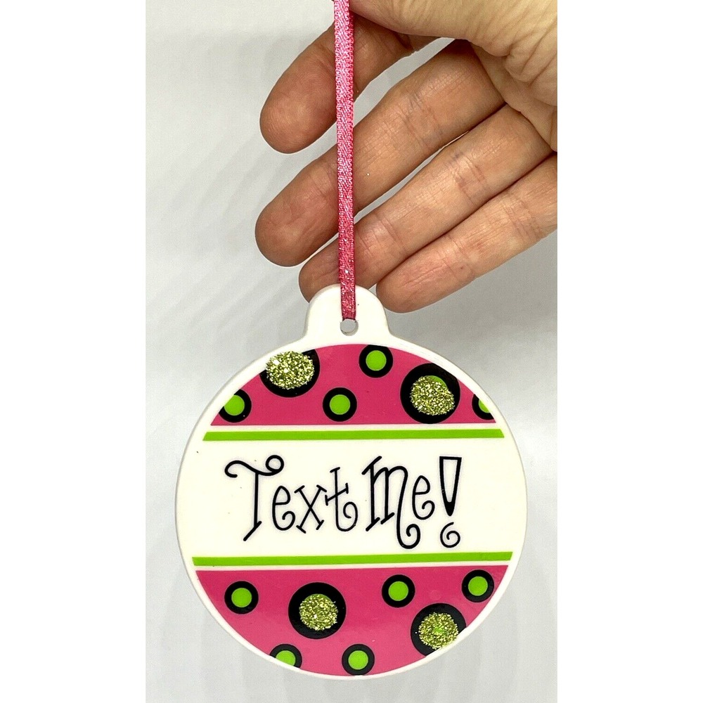 Kurt Adler TEXT ME Ceramic Glitter 3.5" Christmas Ornament